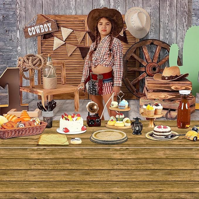 Rustic Wood Grain Party Supplies for 16 – Disposable Plates, Napkins, Tablecloth & Cutlery – Ideal for Camping, Hunting, Outdoor or Forest-Themed Events