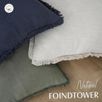 Foindtower Set of 2 Decorative Linen Fringe Throw Pillow Covers Cozy Boho Farmhouse Cushion Cover with Tassels Soft Accent Pillowcase for Couch Sofa Bed Living Room Home Decor, 26×26 Inch, Navy Blue