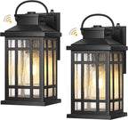 Porch Lights Outdoor, 2 Packs Dawn to Dusk Outside Light Fixture, Aluminum Patio Light Fixture with Seeded Glass, Outdoor Sconce Lights for Garden, Exterior Wall Lantern Wall Mount for Garage