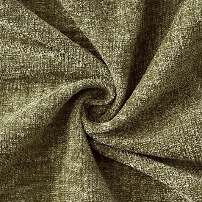 MIULEE Pack of 2 Couch Throw Pillow Covers 12x20 Inch Soft Olive Green Chenille Pillow Covers for Sofa Living Room Solid Dyed Pillow Cases