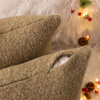 AQOTHES Sage Green Winter Throw Pillow Covers 12x20 Inch Set of 2, Boucle Faux Fur Pillow Covers,Cozy Fluffy Home Living Room Farmhouse Decor for Sofa Couch Bed