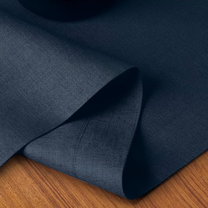 D'Moksha Homes Linen Navy Blue Table Runner 120 Inches Long - 100% Pure Linen Dining Table Runner 14 x 120 Inch for Fall, Autumn and Halloween - Machine Washable