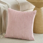 Fancy Homi Set of 2 Blush Pink Boho Decorative Throw Pillow Covers 18x18 Inch for Couch Bed Sofa, Aesthetic Modern Farmhouse Room Decor, Soft Fuzzy Fluffy Cozy Corduroy Textured Cushion Case 45x45cm