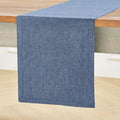 Solino Home Linen Table Runner 90 Inches Long - Athena, 100% Pure Linen Blue Denim Dining Table Runner 14 x 90 Inch