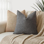 Foindtower Pack of 2, Decorative Textured Boucle Throw Pillow Covers Accent Solid Pillow Cases Cozy Soft Couch Cushion Case for Chair Sofa Bedroom Living Room Home Decor 22 x 22 Inch Dark Grey