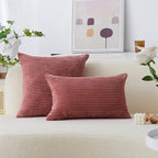 Home Brilliant Throw Pillow Covers Striped Corduroy Velvet Cushion Cover for Baby Supersoft Handmade Decorative Pillowcase, 50cm, 20 x 20 Inch, Dry Rose Pink