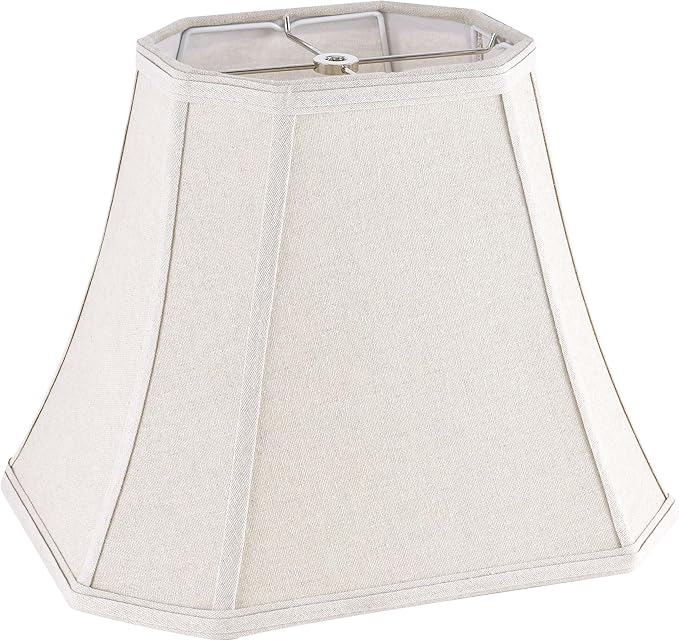 GO&SO Square Cut Corner Lampshade, 8x14x11 Inch Medium Table Lamp Shade Beige, Natural Fabric Handcrafted, Easy Assembly Required (Single) Living Room Floor Lamp Shades Replacement,Modern