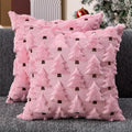 Christmas Pillow Covers 16x16 inch Set of 2 Pink Christmas Decorations Soft Plush Faux Fur Wool Xmas Tree Throw Pillow Cases Winter Holiday Decor for Sofa Living Room PT002E16