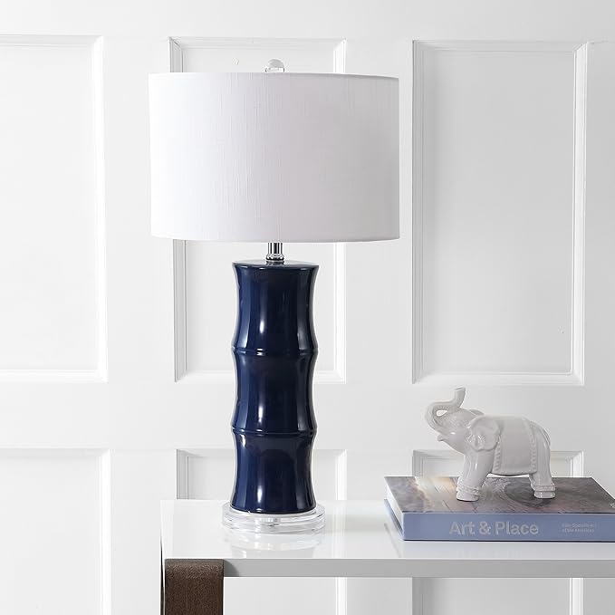 JONATHAN Y JYL3015A Tiki 26.5" Ceramic LED Table Lamp Contemporary Traditional Bedside Desk Nightstand Lamp for Bedroom Living Room Office College Bookcase LED Bulb Included, Navy
