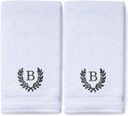Decorative and Monogrammed Hand Towels for Bathroom Kitchen Makeup | Personalized Gift for Wedding-Bridal | Roman Font Custom Luxury Turkish Towel | Spa Collection, Oversized, 16 X 30 Inch, Set of 2