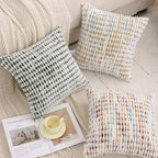 LUOYEHK Boho Throw Pillow Covers 18x18 Inch Set of 2 Farmhouse Neutral Pillow Covers Chenille Tufted Pillowcase for Couch Sofa Bed Living Room, Green White