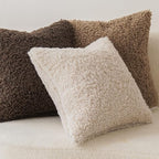 Foindtower 2 Pieces 16x16 Inch Neutral Cream, Faux Fur Throw Pillow Cover Accent Sherpa Pillow Fuzzy Soft Pillowcases Sheepskin Decorative Fleece Cushion Case for Bed Couch Living Room
