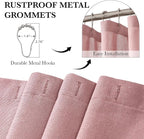 KGORGE Linen Fabric Shower Curtains-Semi Sheer Button Hole Lightweight Waterproof Privacy Light Filtering Shower Curtains for Bathroom Bathtub with 12 Hooks, 72 x 72 inches Long, Dusty Pink, 1 Panel