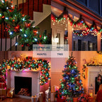 Joiedomi C6 LED Christmas String Lights,150 Count Strawberry Christmas Trees Lights, 50.6FT Connectable Multicolor for Indoor Outdoor Holiday Party Decor,Green Wire