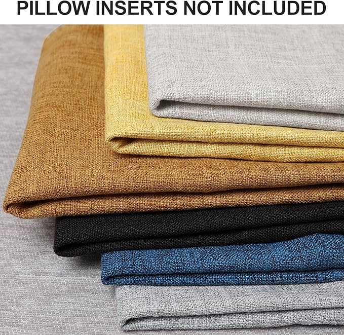 decorUhome Decorative Outdoor Throw Pillow Covers 18x18 Set of 2, Square Linen Rustic Neutral Farmhouse Euro Pillow Covers with Stitched Edge for Couch, Sofa, Living Room, Bronze Gold