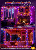 Brightown 2 Pack Halloween Solar String Lights Outdoor, Total 144Ft 400 LED Twinkle Fairy Lights Waterproof with 8 Modes Auto On/Off for Patio Tree Garden Party Home Decorations (Orange&Purple)