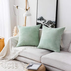 Home Brilliant Spring Throw Pillow Cover 26x26 Set of 2 Euro Shams Super Soft Striped Velvet Large Cushion Cover for Living Room, 26 x 26 inch, Mint