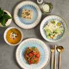 MissYip Melamine Dinnerware Set, 16 Piece for 4, Unbreakable Kitchen Plastic Plates and Bowls set, Indoor and Outdoor Use Tableware, BPA Free, Dishwasher Safe, Not Microwave, Not Oven(Blue)