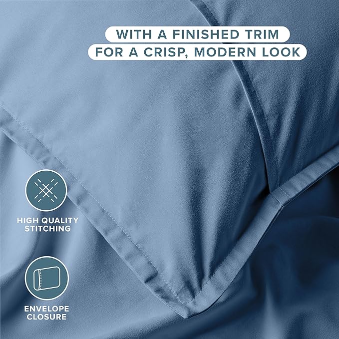 Bare Home Standard Pillow Sham Covers - Set of 2 - Premium 1800 Ultra-Soft Microfiber - Double Brushed - Stain & Fade Resistant - Bed Pillow Shams - Pillows Not Included (Set of 2, Coronet Blue)