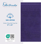 Cotton Paradise 4 Piece Turkish Bath Towels for Bathroom, 100% Cotton Extra Large Soft Plush Towels Bathroom Set, Purple