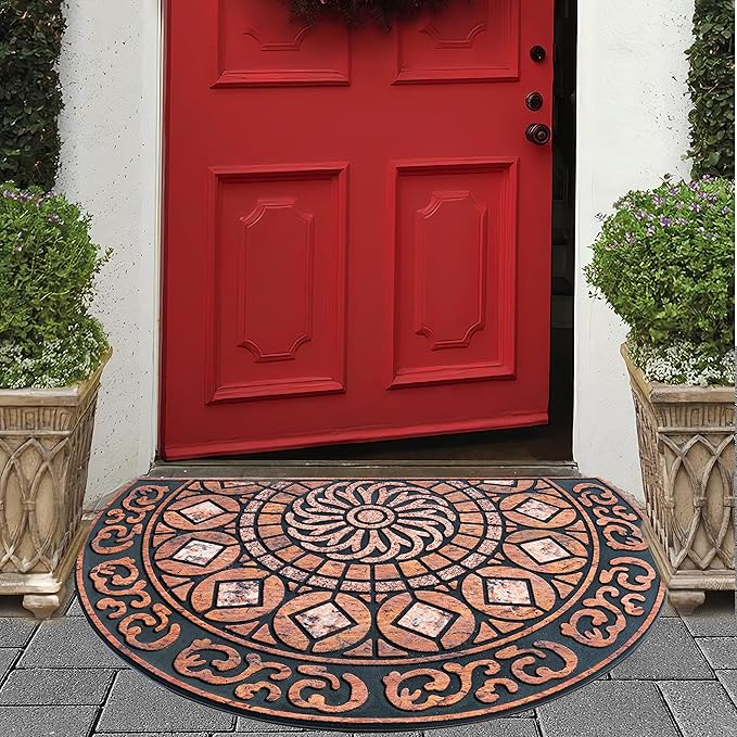 ubdyo Unique Pattern Front Door Mat - Heavy Duty Warm Door Matt Outdoor Entrance - Low Pile Easy Fit Welcome Mat - Anti Slip Rubber Backing Doormat Outdoor Entrance for Patio, Porch - Large 23" х 36"