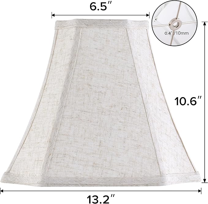 GO&S0 13.2 lnch Beige Oatmeal Lamp Shade,Square Cut Comer Lampshade for Floor and Table Lamps-6.5x13.2x10.6".Natural Linen, Traditional Shade.Handcrafted, Easy Assembly Required (Set of 1)
