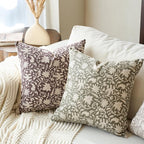 Floral Throw Pillow Covers 20x20 Farmhouse Block Print Pillow Covers Decorative Pillow Covers Couch Pillows for Living Room Vintage Accent Sofa Pillows Set of 2, Olive Green
