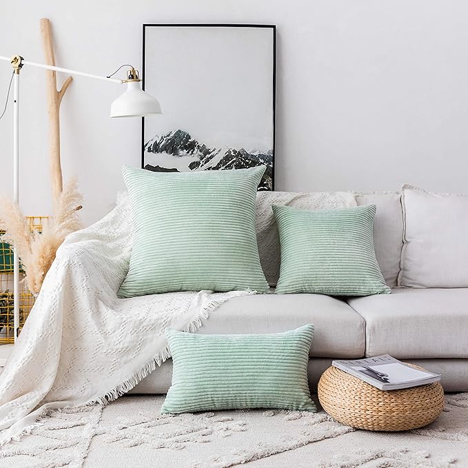 Home Brilliant Decorative Spring Pillow Covers for Couch Sage Green Throw Pillow Covers 45x45 Set of 2 18 x 18 Pillow Cover Sofa Bench Decor, 18x18 inch, Mint