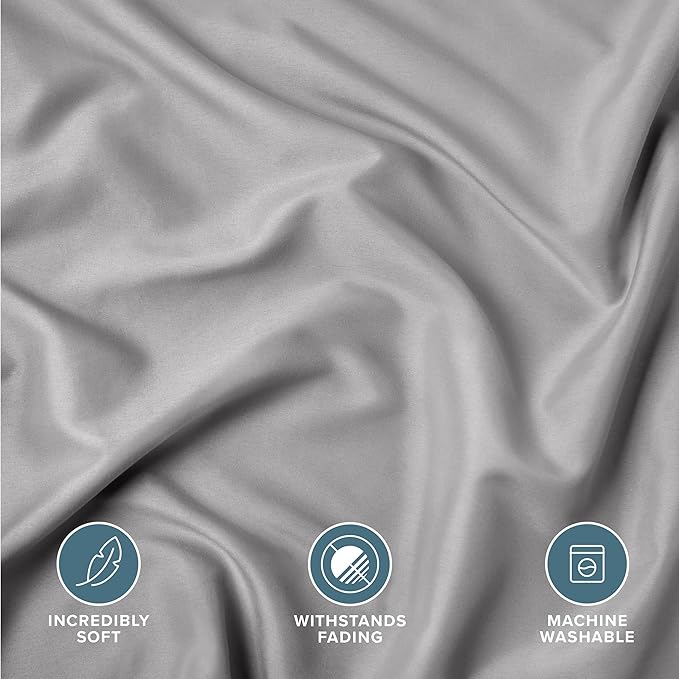 Bare Home Standard Pillow Sham Covers - Set of 2 - Premium 1800 Ultra-Soft Microfiber - Double Brushed - Stain & Fade Resistant - Bed Pillow Shams - Pillows Not Included (Set of 2, Light Grey)