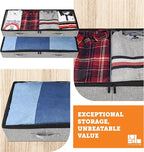 storageLAB Under Bed Storage Containers, Closet Organizers with Sturdy Handles for Clothes, Comforters, and Accessories, Use Under or at the End of the Bed - 2 Pack, Grey