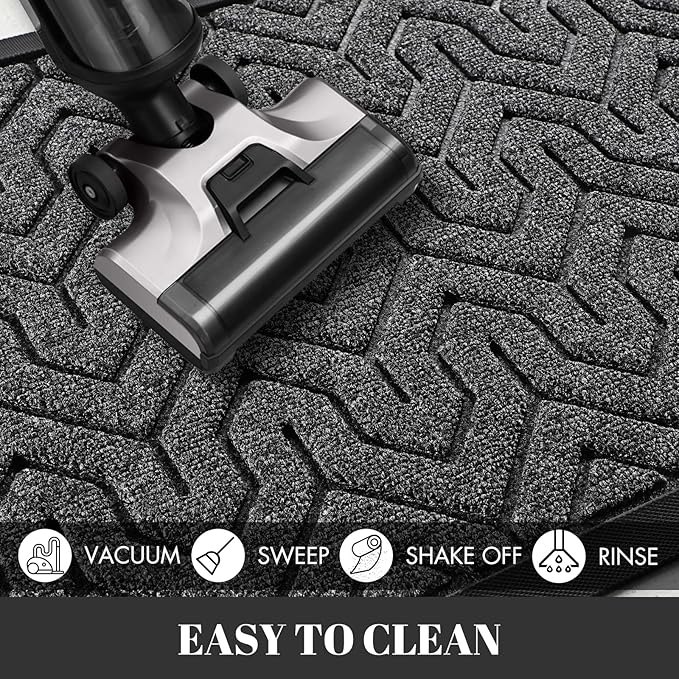 Yimobra Large Door Mat Outside Entrance 47x24, Waterproof Heavy Duty Outdoor Mats for Front Door, Non Slip Rubber Entry Mat for Garage Patio Indoor, Easy Clean, Mix Grey