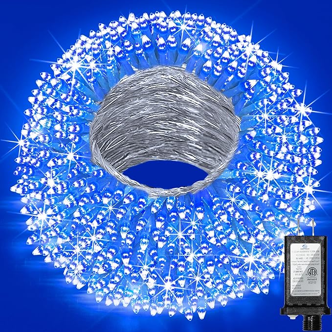 300 LED Outdoor Christmas Lights 75ft, 12 Lighting Modes Indoor String Lights Dimmable & Timer Memory, Outsite Waterproof Tree Lights for Xmas Room Garden Wedding Party Holiday Decorations Blue