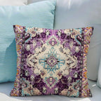 Snycler Boho Throw Pillow Covers 18x18 inch Set of 2 Boho Rug Carpet Double Sided Pattern Cotton Soft Pillow Case Cushion Cover Pillowcase for Couch Sofa Bed Decorative (Purple)