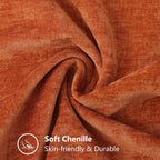 decorUhome Fall Chenille Soft Throw Pillow Covers 20x20 Set of 2, Farmhouse Velvet Neutral Decorative Euro Pillow Covers with Stitched Edge for Couch Sofa Bed Home Decor, Rust