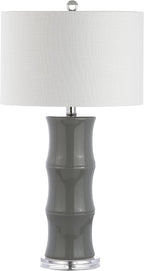 JONATHAN Y JYL3015B Tiki 26.5" Ceramic LED Table Lamp Contemporary Traditional Bedside Desk Nightstand Lamp for Bedroom Living Room Office College Bookcase LED Bulb Included, Gray