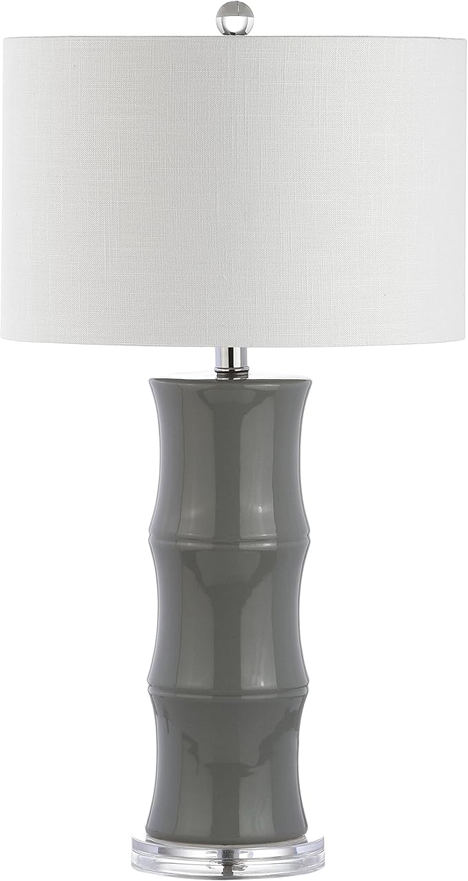 JONATHAN Y JYL3015B Tiki 26.5" Ceramic LED Table Lamp Contemporary Traditional Bedside Desk Nightstand Lamp for Bedroom Living Room Office College Bookcase LED Bulb Included, Gray