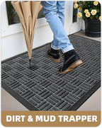 Color&Geometry Front Door Mat Outside Entrance, Heavy Duty Non Slip Low Profile Doormat for Entryway, Trap Dirt and Moisture Welcome Mats All-Weather, Easy Clean, Patio, Garage, 24"x36" Grey