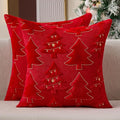 Christmas Pillow Covers 18x18 inch Set of 2 Soft Plush Faux Fur Christmas Decor Red Xmax Tree Yellow Colored Lights Decoration Throw Pillow Case for Winter Holiday Sofa Living Room PT013B18