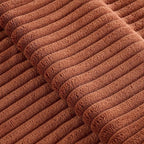 Fancy Homi Set of 2 Rust Boho Decorative Throw Pillow Covers 18x18 Inch for Couch Bed Sofa, Aesthetic Modern Farmhouse Home Decor, Soft Fuzzy Striped Corduroy Terracotta Textured Cushion Case 45cm