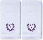 Decorative and Monogrammed Hand Towels for Bathroom Kitchen Makeup | Personalized Gift for Wedding-Bridal | Roman Font Custom Luxury Turkish Towel | Spa Collection, Oversized, 16 X 30 Inch, Set of 2