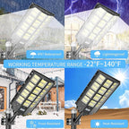 8000W Solar Street Light Outdoor Waterproof, 240000LM Solar Powered Parking Lot Lights Large Street Light Dusk to Dawn with Motion Sensor, LED Flood Light Wide Angle Lamp for Patio and Parkling Lot