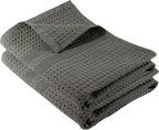 GILDEN TREE Waffle Hand Towels for Bathroom Quick Dry Towel Super Absorbent Thin 100% Cotton Hand Towels Lint Free, Hand Towels for Bathroom Set of 2, Classic Style (Stone)