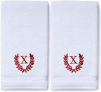 Decorative and Monogrammed Hand Towels for Bathroom Kitchen Makeup | Personalized Gift for Wedding-Bridal | Roman Font Custom Luxury Turkish Towel | Spa Collection, Oversized, 16 X 30 Inch, Set of 2
