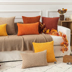 Kevin Textile Pack of 2 Tan Corduroy Decorative Throw Pillow Covers 24x24 Inch Soft Boho Striped Pillow Covers Modern Farmhouse Home Decor for Autumn Sofa Living Room Couch Bed