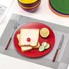 KX-WARE Plastic Plates Set of 12 - Unbreakable and Reusable 9.875 inches Dinner Plates, Multicolor | Dishwasher Safe, BPA Free