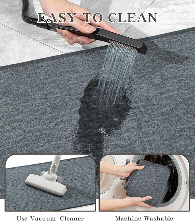 chakme Bathroom Rugs Mat 36x24, Ultra Thin Non Slip Bath Mat Quick Dry Absorbent Bath Mat for Bathroom Floor, (Light Blue, 36"x24")