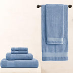 BIOWEAVES 100% Organic Cotton 700 GSM Plush Bath Towels 30" x 58" GOTS Certified - Cerulean Blue, Pack of 2