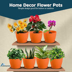 Yellow 6-Inch Plant Pots with Drainage & Saucers 18 Pack, Indoor & Outdoor Planters for Houseplants, Herbs, and Flowers, Durable & Weatherproof Material, Stackable, Lightweight, Minimalist Design