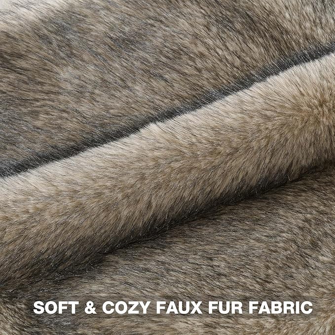 FUTEI Apricot Decorative Throw Pillow Covers 18x18 Inch Set of 2,Soft Faux Raccoon Fur Textured Cushion Case,Modern Home Luxurious Decor for Couch Bed Living Room
