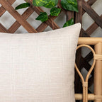Kevin Textile Pack of 2 Outdoor Waterproof Throw Pillow Covers Decorative Farmhouse Checkered Square Solid Cushion Cases for Patio Garden Porch Sofa Light Beige 18x18 inch